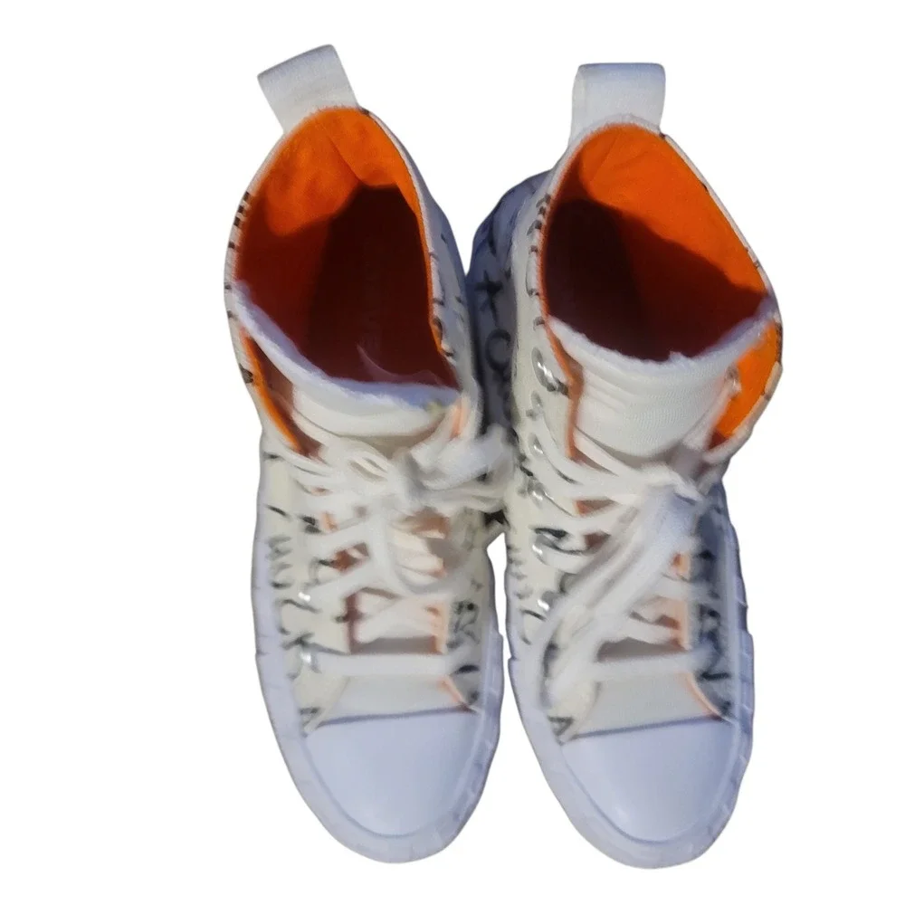 Converse UNT1TL3D Hi Not a Chuck Youth Boys 4 High‎ Top Sneakers Cream Orange